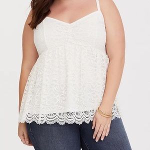 TORRID IVORY LACE BABYDOLL CAMI / TANK TOP